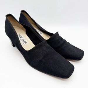 Pancaldi Stretch Fabric Black Square Toe Heels Vintage Italy Women’s 8 B